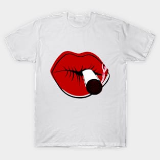 Cigarette Smoking Red Lips T-Shirt